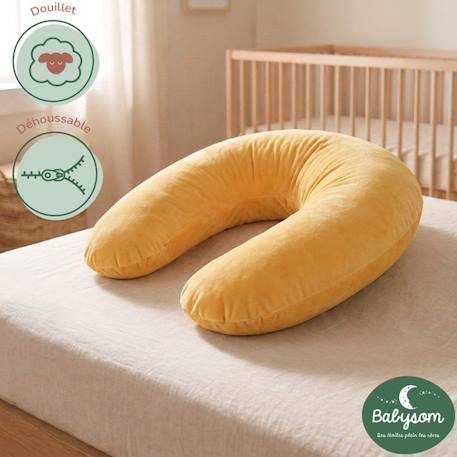 Pack coussin de maternité xxl - 2 housses (citron & velours) + charlotte - grossesse et allaitement Jaune 4 - vertbaudet enfant 