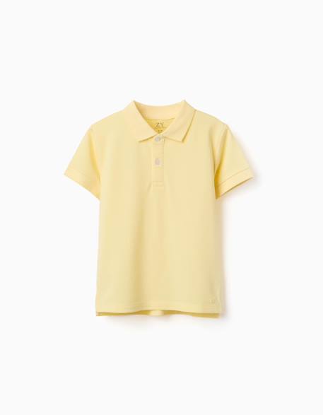 Polo en coton piqué à manches courtes Blanc+Bleu clair+Bleu foncé+Jaune clair+Orange sombre+Vert foncé 13 - vertbaudet enfant 