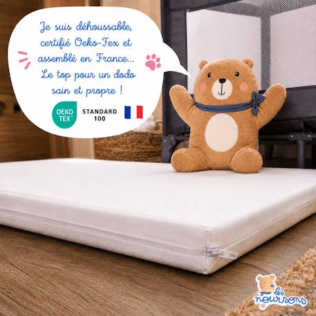 Matelas pliant bébé de voyage - déhoussable Blanc 4 - vertbaudet enfant 