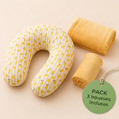 Puériculture-Pack coussin de maternité xxl - 2 housses (citron & velours) + charlotte - grossesse et allaitement