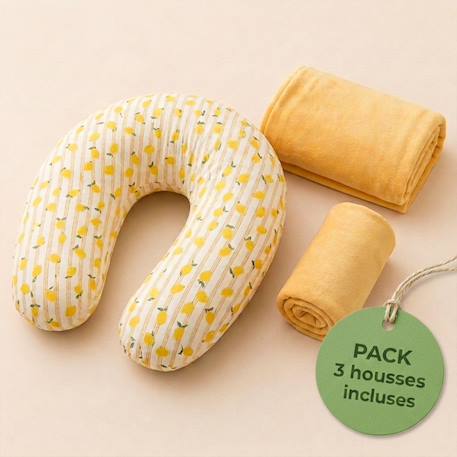 Pack coussin de maternité xxl - 2 housses (citron & velours) + charlotte - grossesse et allaitement Jaune 1 - vertbaudet enfant 