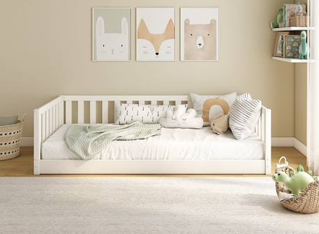 Lit enfant avec barrière amovible en pin massif Blanc 5 - vertbaudet enfant 