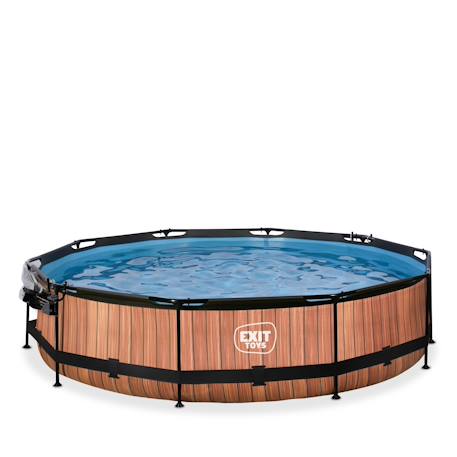 Piscine couverte wood ø360x76cm avec pompe filtrante Gris+Gris clair+Marron+Vert 15 - vertbaudet enfant 