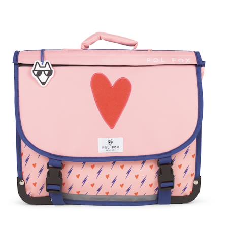 Cartable 38 cm fille pol fox heart réversible avec - compartiments - primaire - motif coeur et éclair Multicolore 1 - vertbaudet enfant 