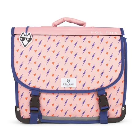 Cartable 38 cm fille pol fox heart réversible avec - compartiments - primaire - motif coeur et éclair Multicolore 2 - vertbaudet enfant 