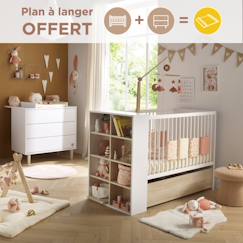Chambre bébé, lit 120x60 évolutif et commode à langer 3 tiroirs - paloma  - vertbaudet enfant