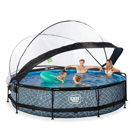Piscine couverte wood ø360x76cm avec pompe filtrante Gris+Gris clair+Marron+Vert 6 - vertbaudet enfant 