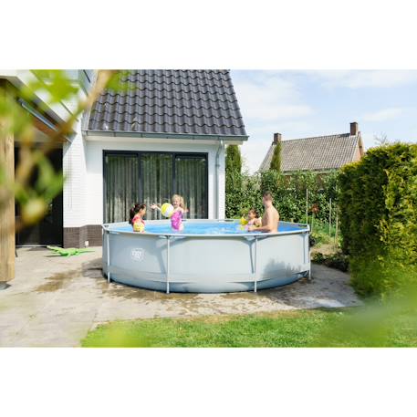 Piscine wood ø360x76cm avec pompe filtrante Gris clair+Vert 6 - vertbaudet enfant 