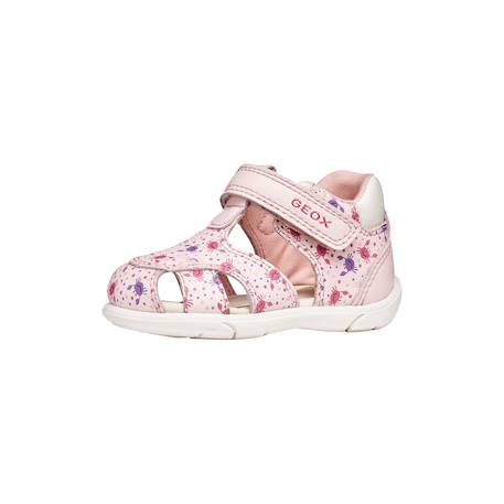 Sandales en cuir  à scratch Rose clair   blanc 2 - vertbaudet enfant 