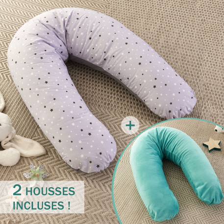 Pack coussin de maternité xxl - 2 housses : étoile & menthe - grossesse, maternité et allaitement Bleu 1 - vertbaudet enfant 