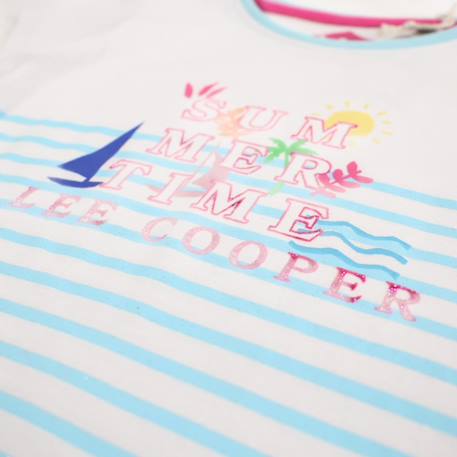 T-shirt manches courtes fille Bleu+Jaune+Rose 4 - vertbaudet enfant 