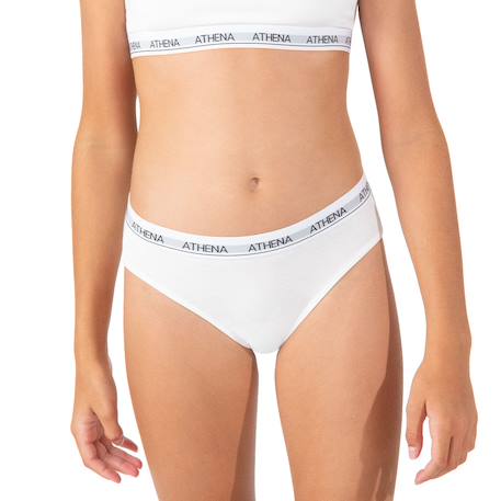 Lot de 2 slips fille coton ultra doux Blanc-bleu pastel+Blanc-gris chiné 7 - vertbaudet enfant 