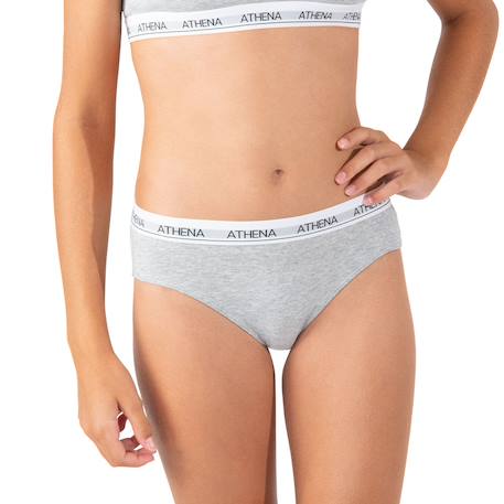 Lot de 2 slips fille coton ultra doux Blanc-bleu pastel+Blanc-gris chiné 9 - vertbaudet enfant 