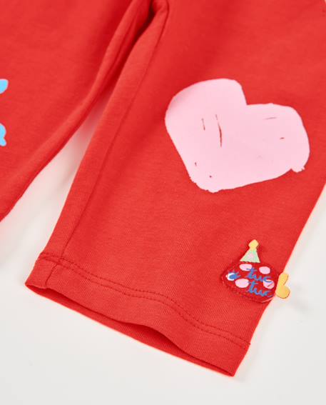 Legging en maille pour fille avec imprimés décoratifs Rouge 4 - vertbaudet enfant 