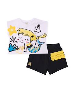 -Ensemble en maille pour fille avec imprimé sirène