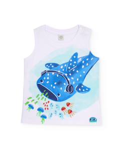 Garçon-T-shirt, polo, sous-pull-T-shirt garçon en maille avec motif de grand poisson