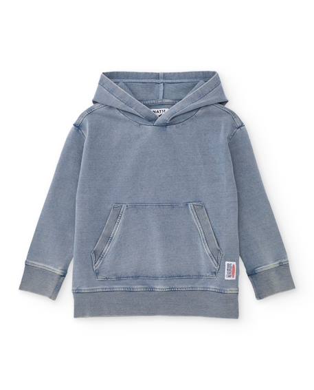 Sweat garçon en maille et denim effet délavé Bleu 2 - vertbaudet enfant 