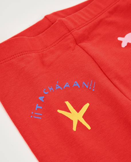 Legging en maille pour fille avec imprimés décoratifs Rouge 3 - vertbaudet enfant 
