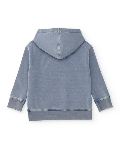 Sweat garçon en maille et denim effet délavé Bleu 3 - vertbaudet enfant 