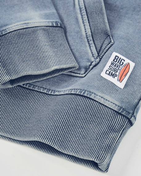 Sweat garçon en maille et denim effet délavé Bleu 5 - vertbaudet enfant 