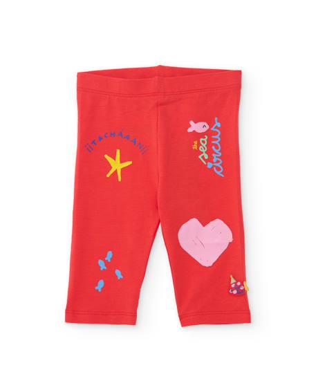 Legging en maille pour fille avec imprimés décoratifs Rouge 1 - vertbaudet enfant 