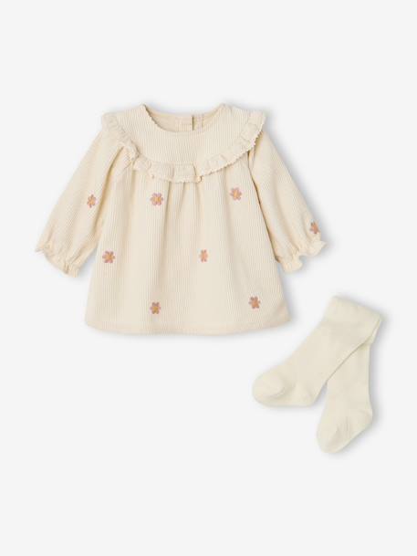 Ensemble robe et collants naissance vanille 2 - vertbaudet enfant 