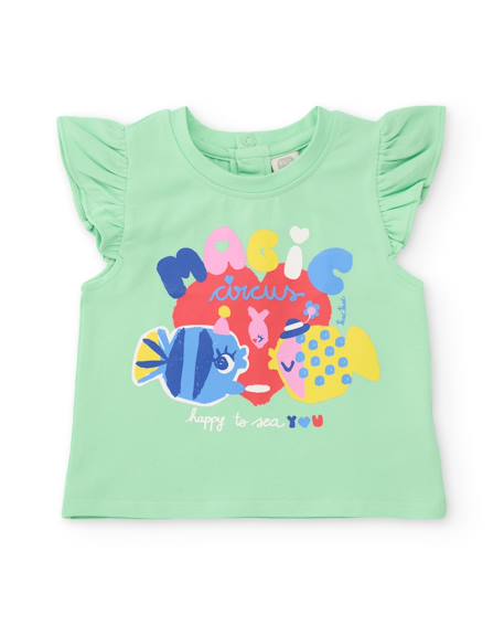 Fille-T-shirt en maille pour fille avec volants aux manches