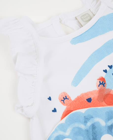 T-shirt pour fille en maille avec volants aux épaules Blanc 3 - vertbaudet enfant 