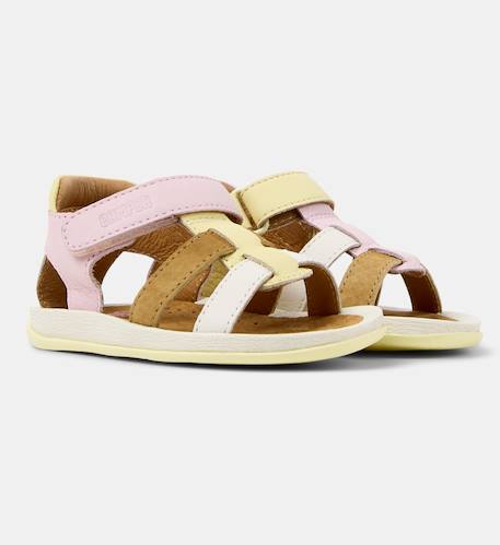 Sandales fille cuir bicho twins Jaune rose 2 - vertbaudet enfant 