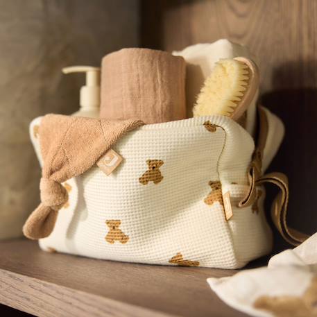 Trousse de toilette little waffle mini teddy bear Ecru, marron, noir 4 - vertbaudet enfant 