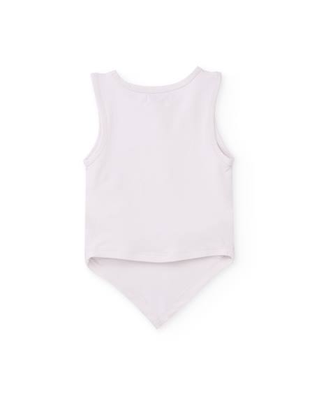 T-shirt fille en maille avec bas finition en pointe Blanc 2 - vertbaudet enfant 