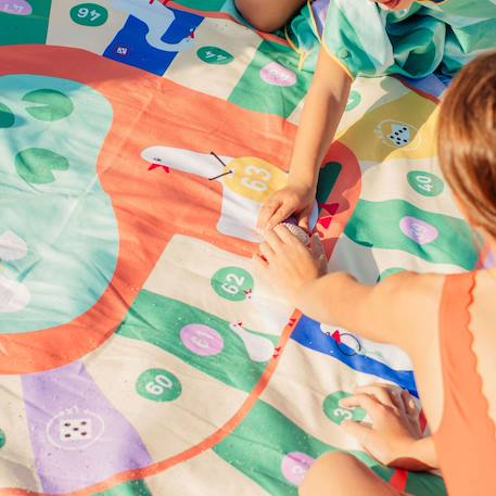 Serviette de plage 2 en 1 jeu de l'oie (140 x 70 cm) Orange, bleu, jaune 4 - vertbaudet enfant 