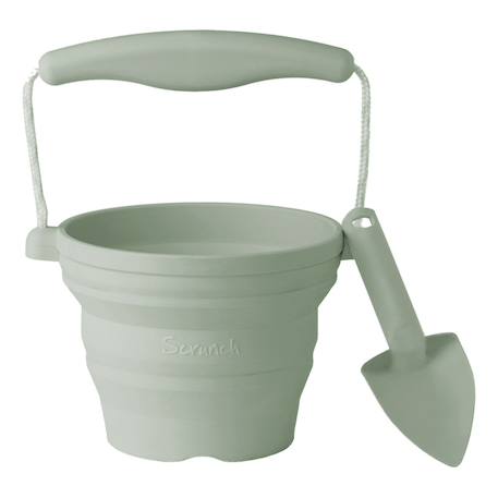 Seau pliable en silicone avec truelle – jouet de jardin et de plage souple et coloré bleu pastel+Light dusty purple+Midnight blue+Sage green+Vert menthe 9 - vertbaudet enfant 