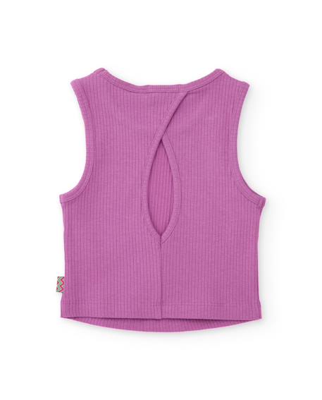 Top fille en maille côtelée Violet 2 - vertbaudet enfant 
