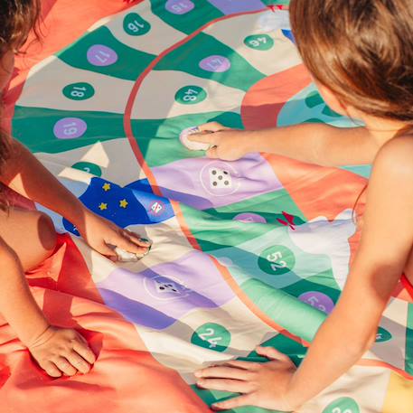 Serviette de plage 2 en 1 jeu de l'oie (140 x 70 cm) Orange, bleu, jaune 3 - vertbaudet enfant 
