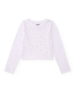 -T-shirt fille en maille avec applications brillantes
