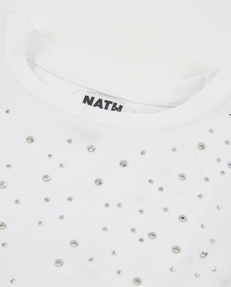T-shirt fille en maille avec applications brillantes Blanc 3 - vertbaudet enfant 