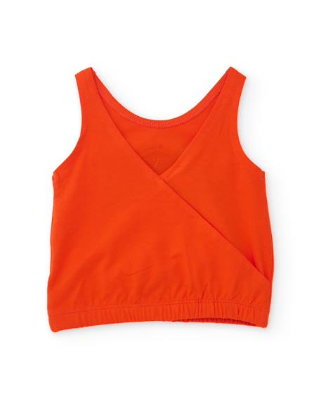 T-shirt fille en maille avec bas élastiqué Rouge 2 - vertbaudet enfant 