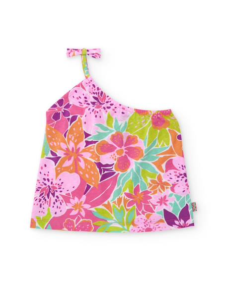 Fille-T-shirt, sous-pull-Top fille en maille au design asymétrique