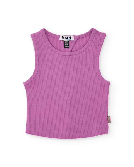 Top fille en maille côtelée Violet 1 - vertbaudet enfant 