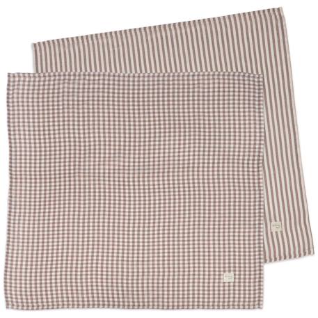 Set 2 langes praliné vichy rayures moka (70x70 cm) Marron 2 - vertbaudet enfant 