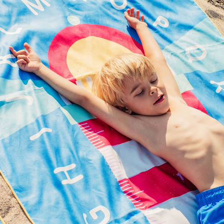 Serviette de plage 2 en 1 phare bleu (140 x 70 cm) Bleu, rouge, blanc 4 - vertbaudet enfant 