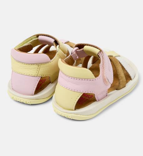 Sandales fille cuir bicho twins Jaune rose 4 - vertbaudet enfant 
