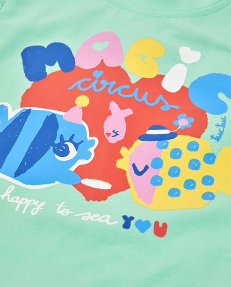 T-shirt en maille pour fille avec volants aux manches Vert 4 - vertbaudet enfant 