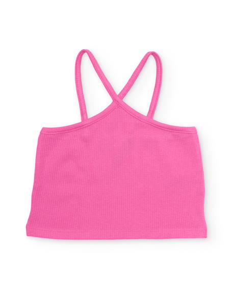 Top fille en maille avec fines bretelles croisées Rose 1 - vertbaudet enfant 