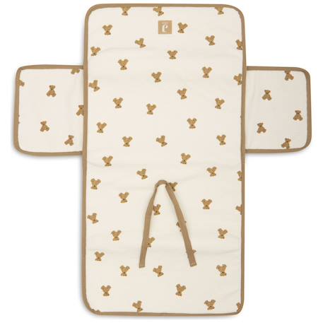 Tapis à langer nomade little waffle mini teddy bear Ecru, marron 3 - vertbaudet enfant 