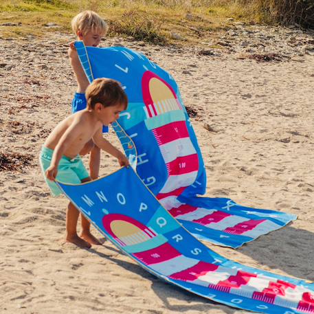 Serviette de plage 2 en 1 phare bleu (180 x 100 cm) Bleu, rouge, blanc 5 - vertbaudet enfant 