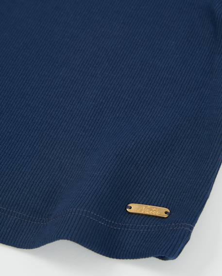 Top fille en maille côtelée Bleu 4 - vertbaudet enfant 