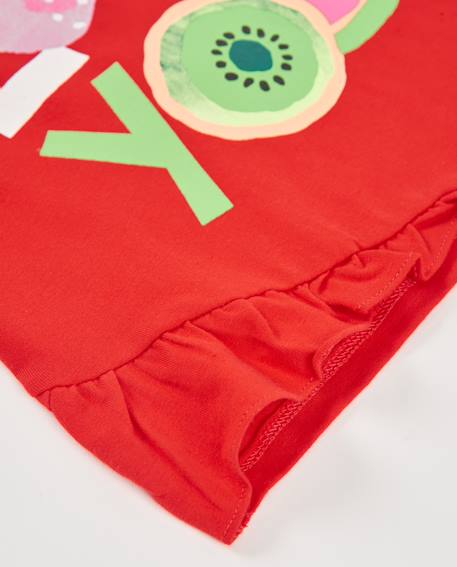 T-shirt fille en maille avec bas asymétrique Rouge 4 - vertbaudet enfant 