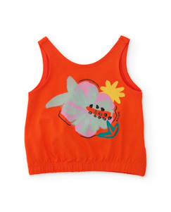 -T-shirt fille en maille avec bas élastiqué